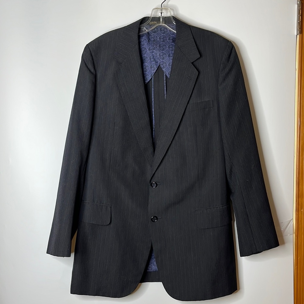 Saville Row Mens Suit Jacket Blue Pinstripe 38 Regular